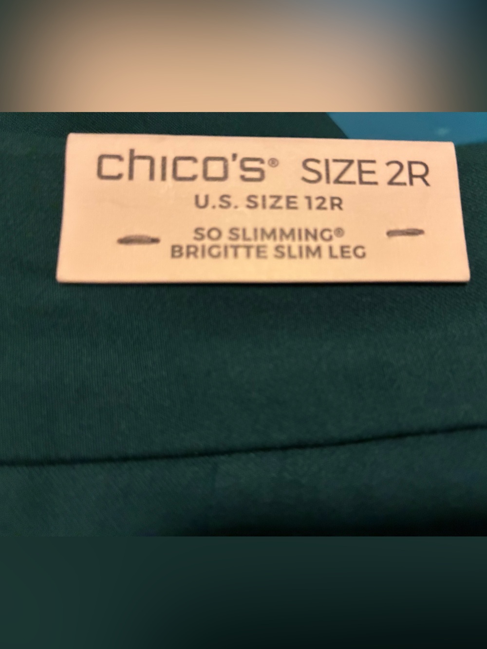 Chico's Brigitte Slim Leg Women’s Bottoms in Teal Green